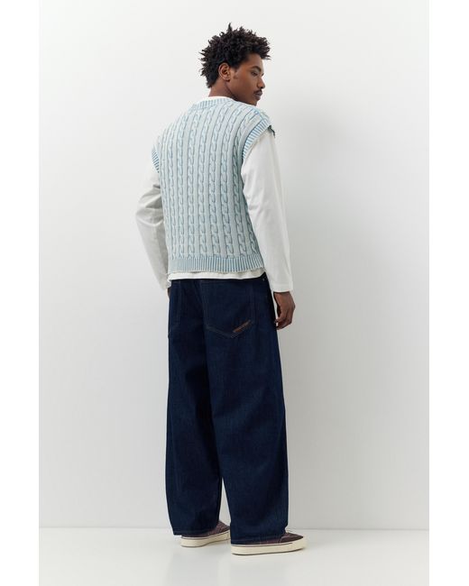 Pull&Bear Gray Acid Wash Cable-Knit Vest for men