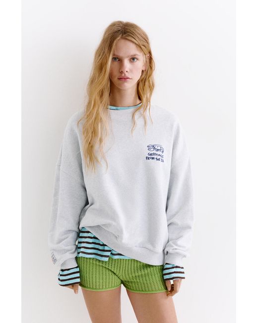 Pull&Bear Sweater Met Kreeftenprint in het Gray