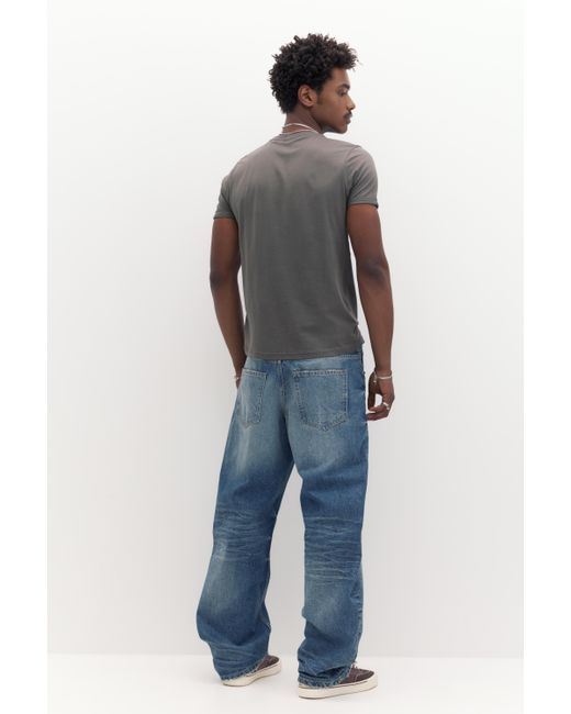 Pull&Bear Gray Muscle Fit T-Shirt for men