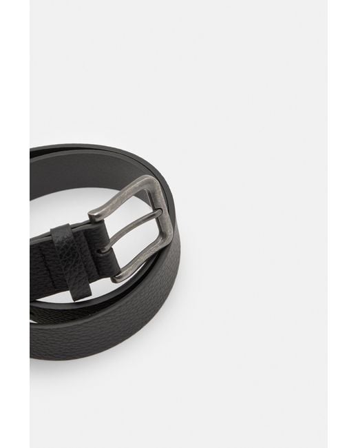 Pull&Bear Black Textured Leather Effect Belt for men