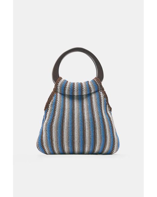 Pull&Bear Blue Striped Handbag