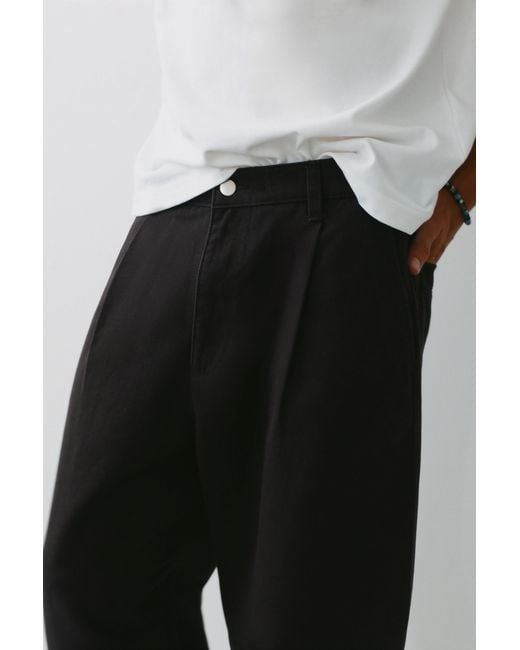 Pull&Bear Black Baggy Darted Chinos for men