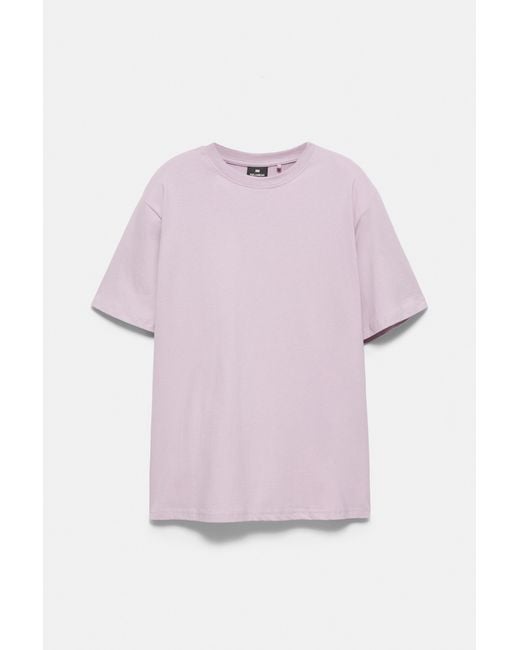 Pull&Bear Purple Basic Short Sleeve Cotton T-Shirt for men