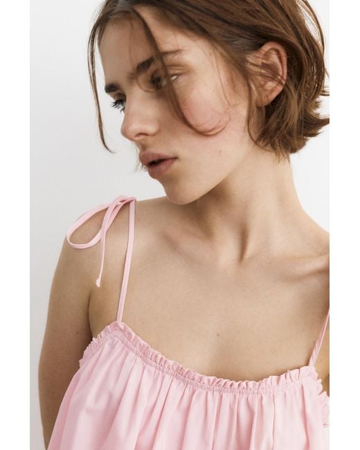 Pull&Bear Pink Short Strappy Poplin Dress