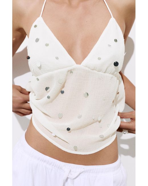 Pull&Bear White Mirror Halter Top