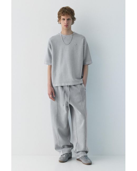 Pull&Bear Gray Stwd Washed-Effect T-Shirt for men