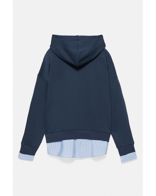 Pull&Bear Gecombineerde Sweater Met Capuchon in het Blue