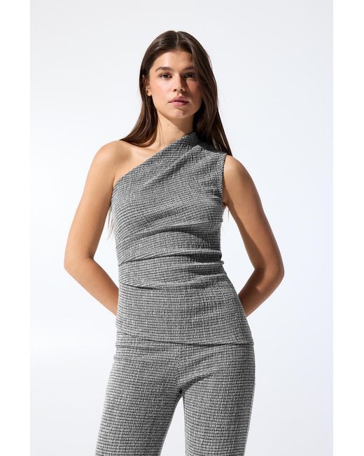 Pull&Bear Gray Textured Asymmetric Top
