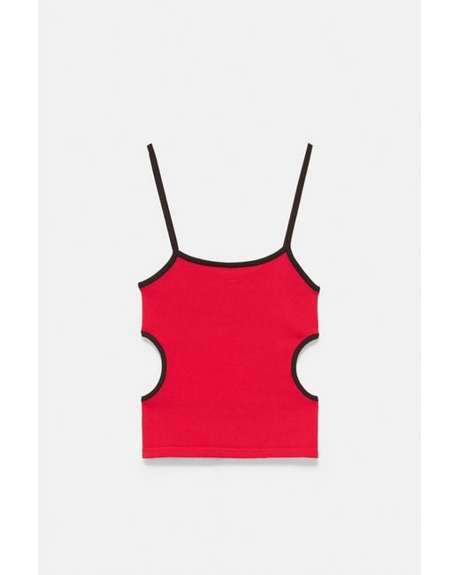 Pull&Bear Red Cut-Out Strappy Top