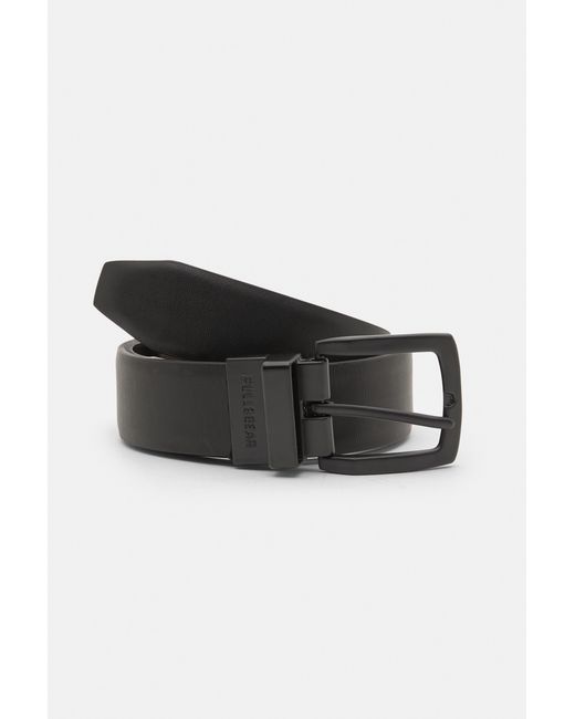Pull&Bear Brown Reversible Leather Effect Belt for men