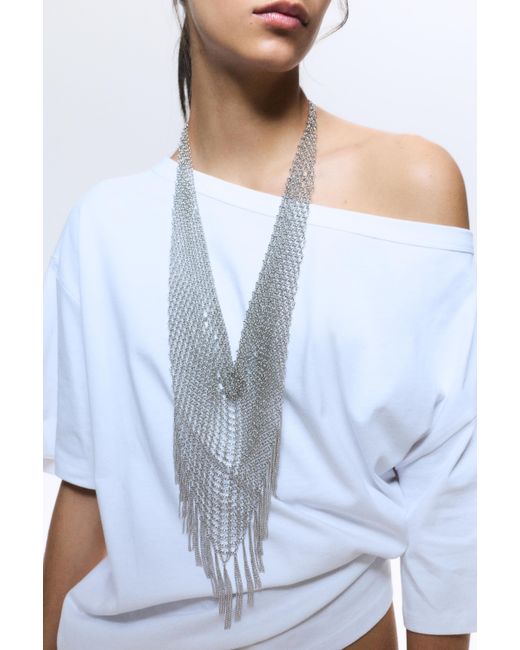Pull&Bear White Multi-Position Necklace