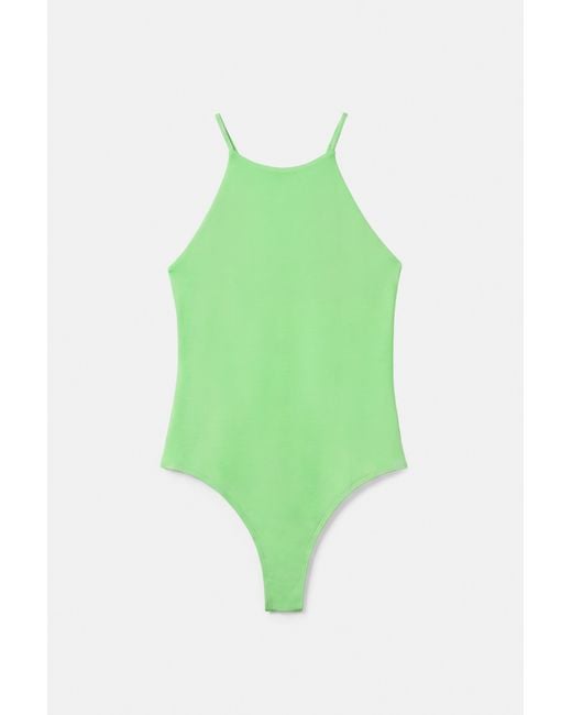 Pull&Bear Green Halter Strappy Bodysuit