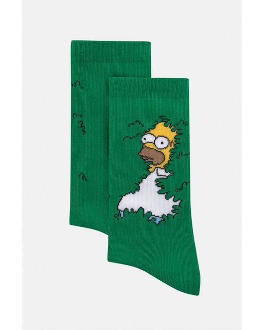Pull&Bear Green Homer Simpson Long Socks for men
