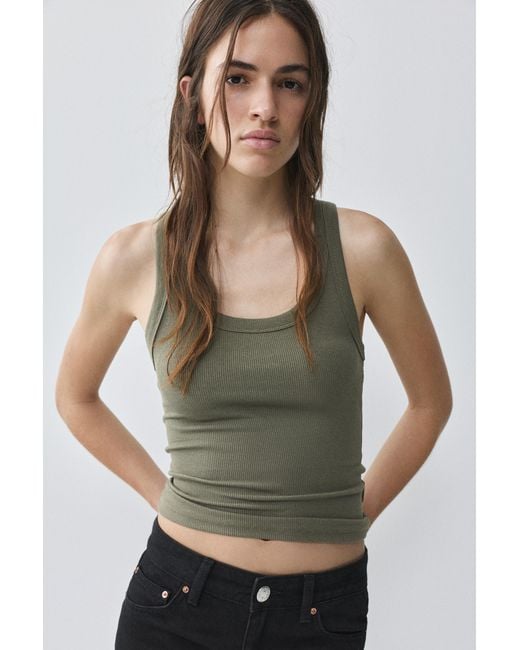 Pull&Bear Green Basic Tank Top