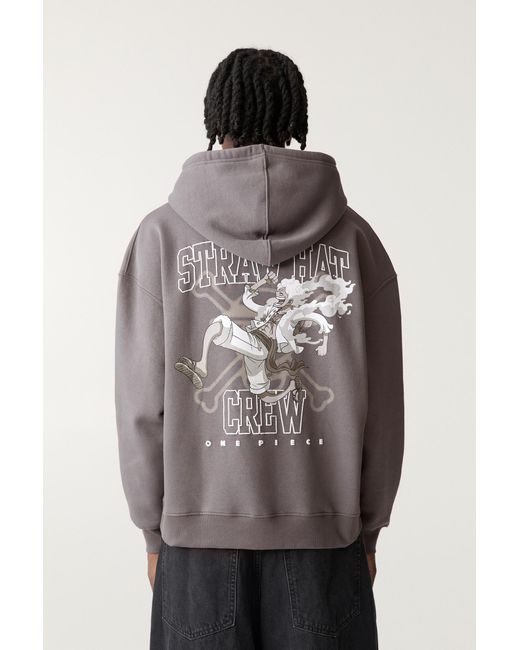 Pull&Bear Gray One Piece Luffy Hoodie for men
