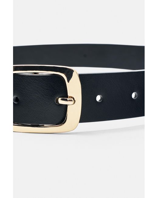 Pull&Bear Black Rectangular Buckle Belt