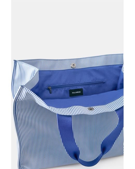 Borsa Shopper A Righe di Pull&Bear in Blue da Uomo