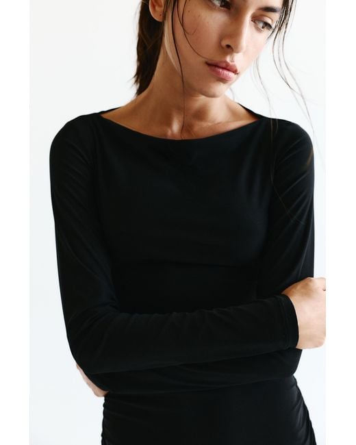 Robe Courte Froncée Pull&Bear en coloris Black