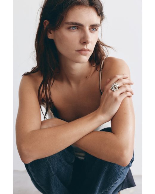Pull&Bear White Leaf Ring
