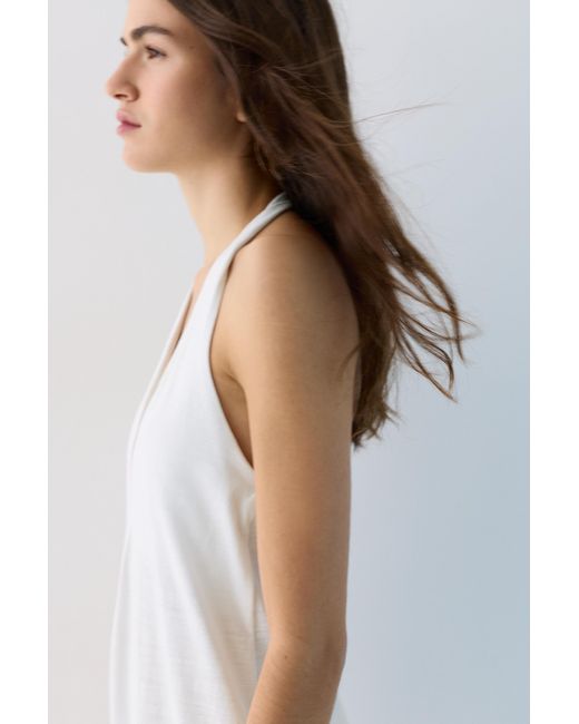 Pull&Bear Natural Halter Midi Dress