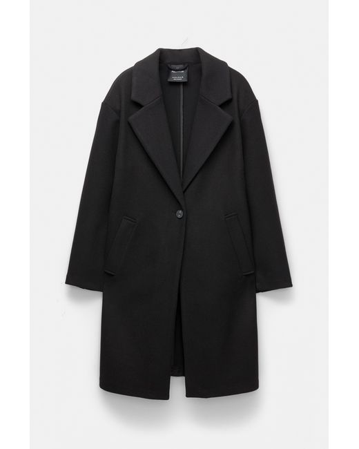 Pull&Bear Wollen Jas Met Knoop in het Black