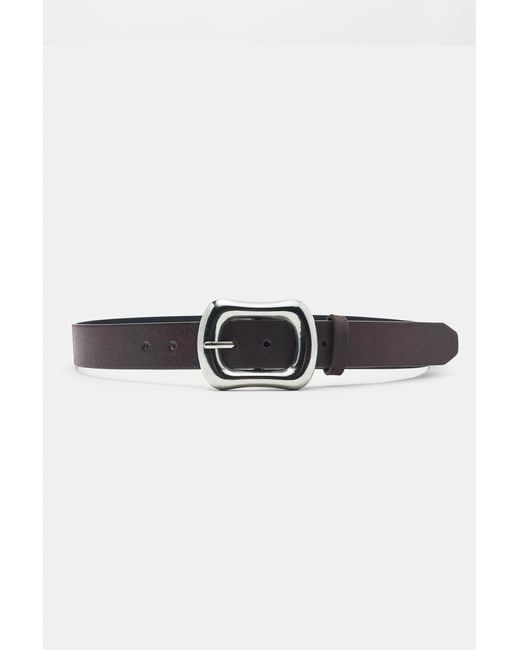 Pull&Bear Black Rectangular Buckle Belt