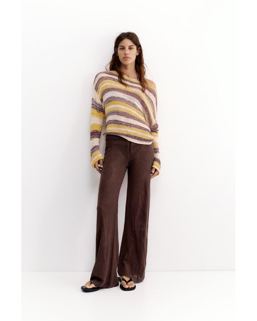Pull&Bear Natural Floral Crochet Trousers