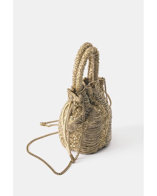 Pull&Bear Metallic Beaded Bag