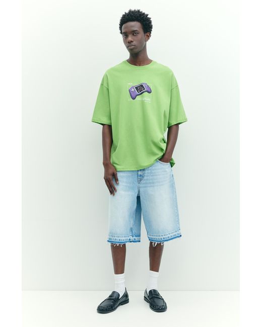 Pull&Bear Green Stwd Controller Graphic T-Shirt for men