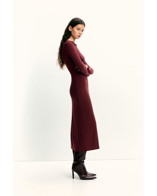Pull&Bear Purple Soft Draped Midi Dress