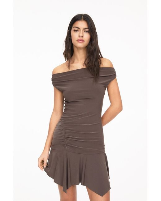 Pull&Bear Brown Short Off-The-Shoulder Dress