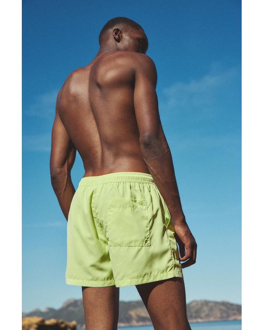 Pull&Bear Green Basic Swimming Trunks for men