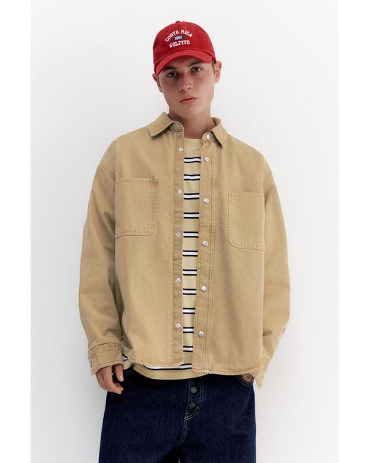 Pull&Bear Natural Overshirt With Pockets for men
