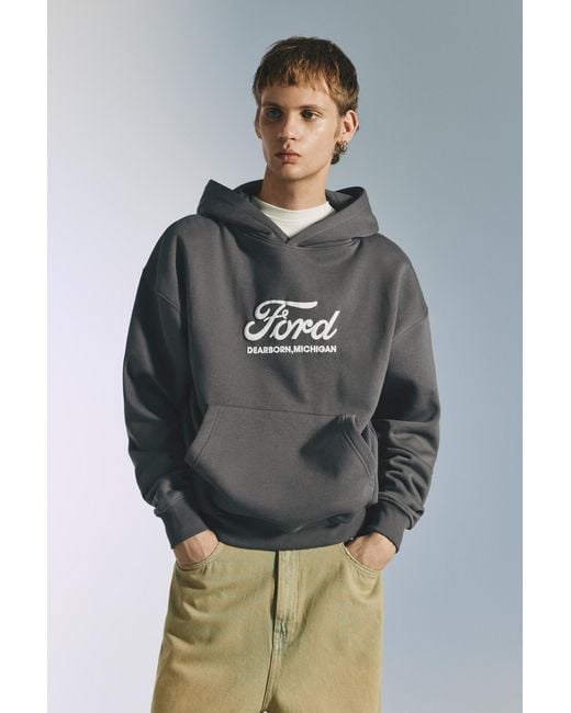 Pull&Bear Gray Ford Hoodie for men