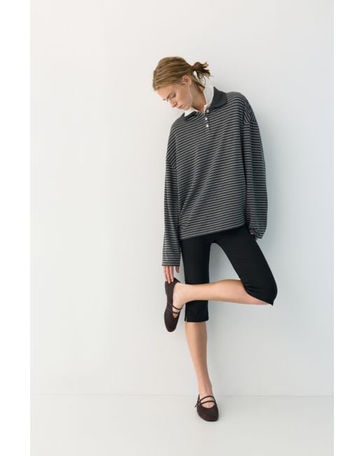 Pull&Bear White Leather Strap Ballerinas