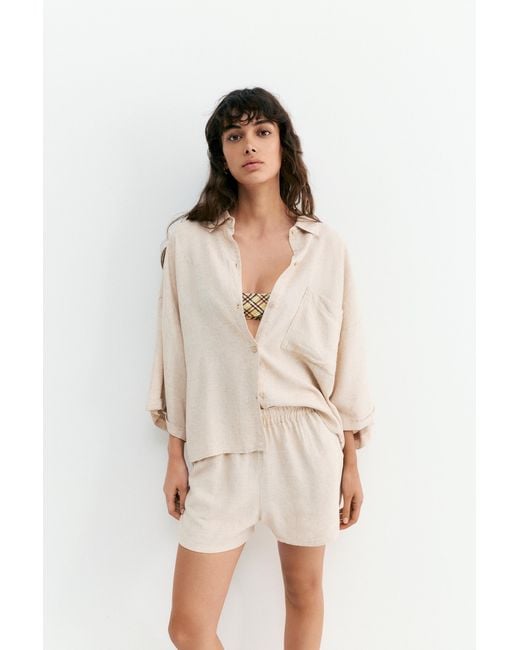 Pull&Bear Gray Linen Blend Shorts