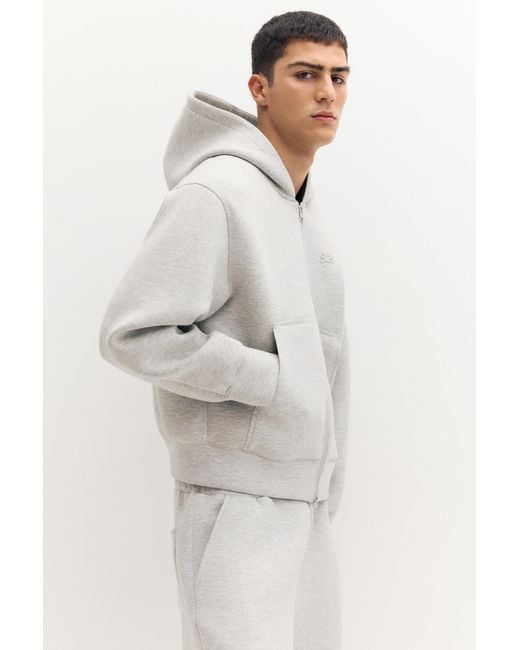Pull&Bear Gray Neoprene-Effect Hoodie for men