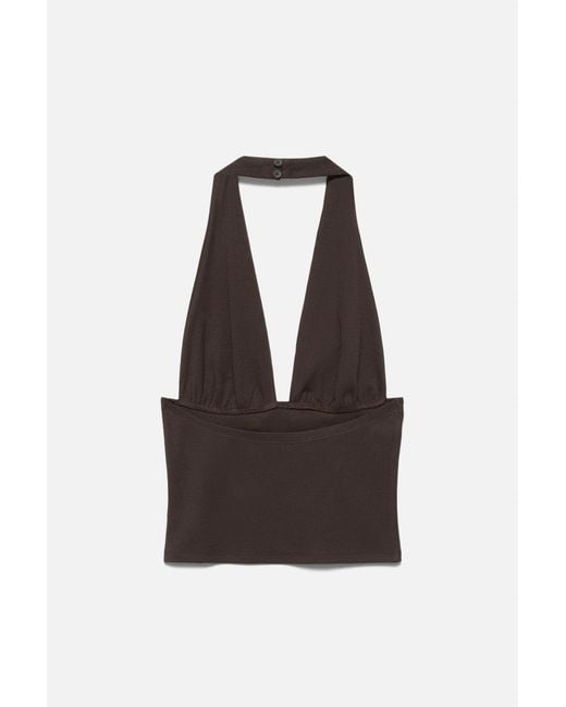 Pull&Bear Brown Halter Top