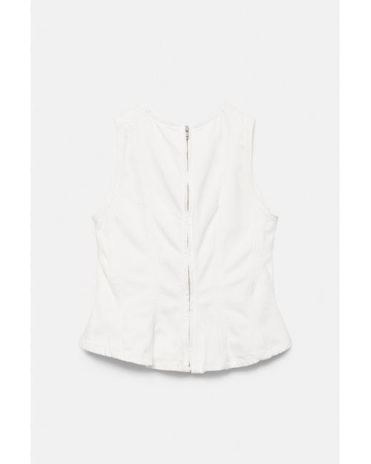 Pull&Bear White Denim Peplum Top