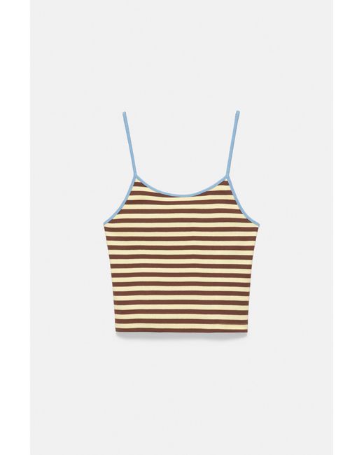 Pull&Bear Blue Striped Strappy Top