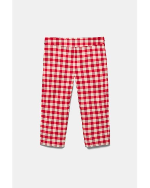 Pull&Bear Gray Gingham Check Capri Trousers