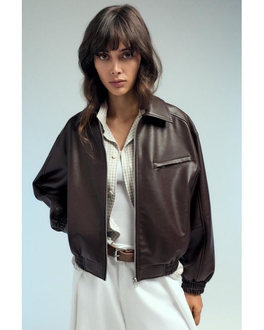 Pull&Bear Black Leather Effect Dad Jacket