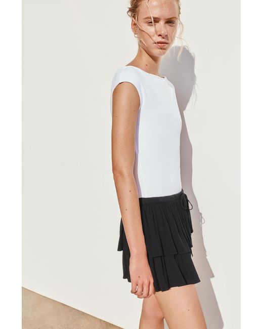 Pull&Bear Black Skort With Ruffles