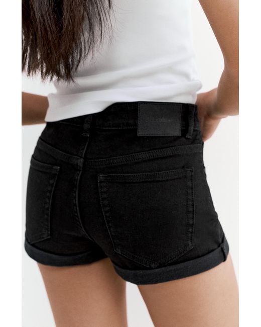 Pull&Bear White Mid-Waist Denim Shorts