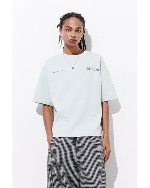 Pull&Bear White Short Sleeve Hokusai T-Shirt for men