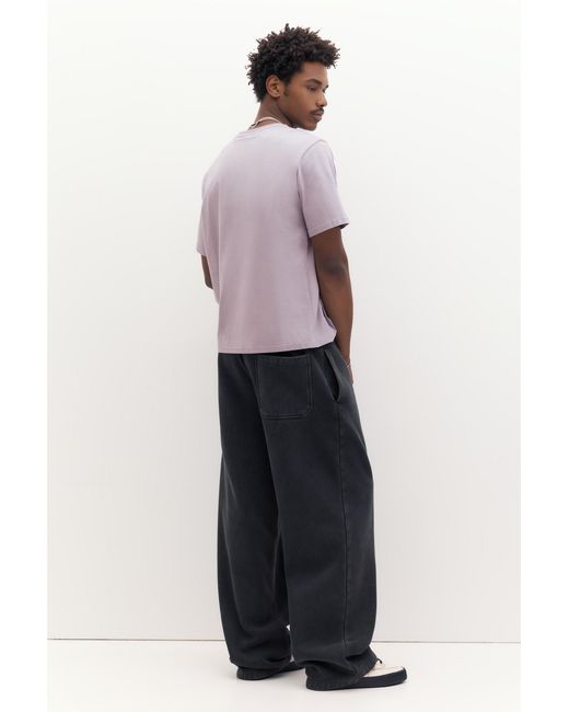 Pull&Bear Purple Basic Short Sleeve Cotton T-Shirt for men