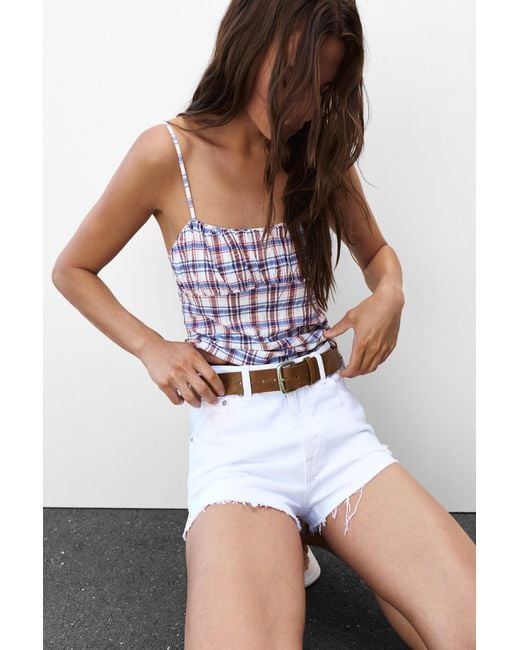 Pull&Bear White Square Buckle Belt