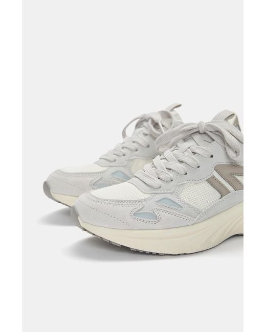 Pull&Bear White Stwd Multi-Piece Trainers