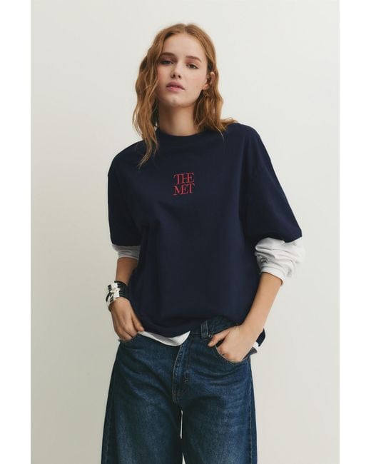 Pull&Bear Blue The Met T-Shirt