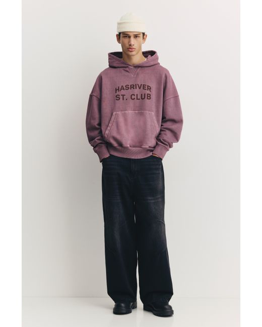 Pull&Bear Purple Hasriver St. Club Hoodie for men